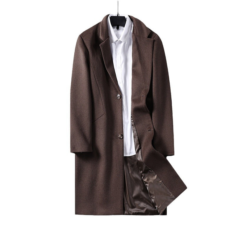 Men's mid-length single-breasted wool coat with narrow lapels and two buttons Mune Fashion