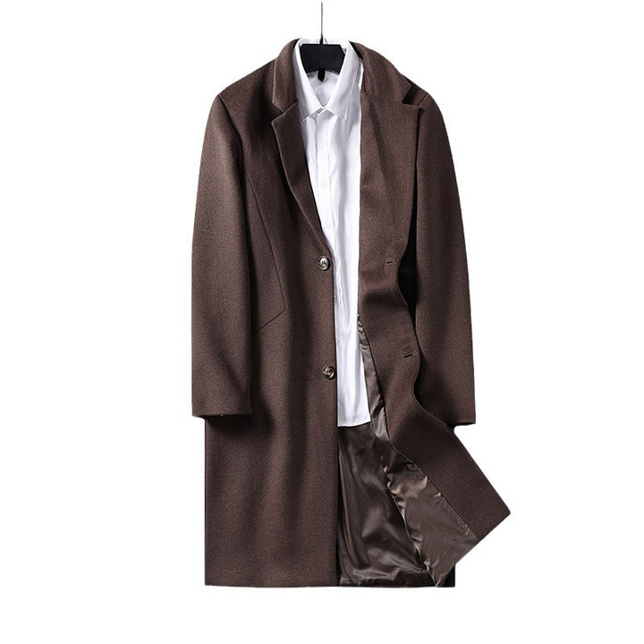 Men's mid-length single-breasted wool coat with narrow lapels and two buttons Mune Fashion
