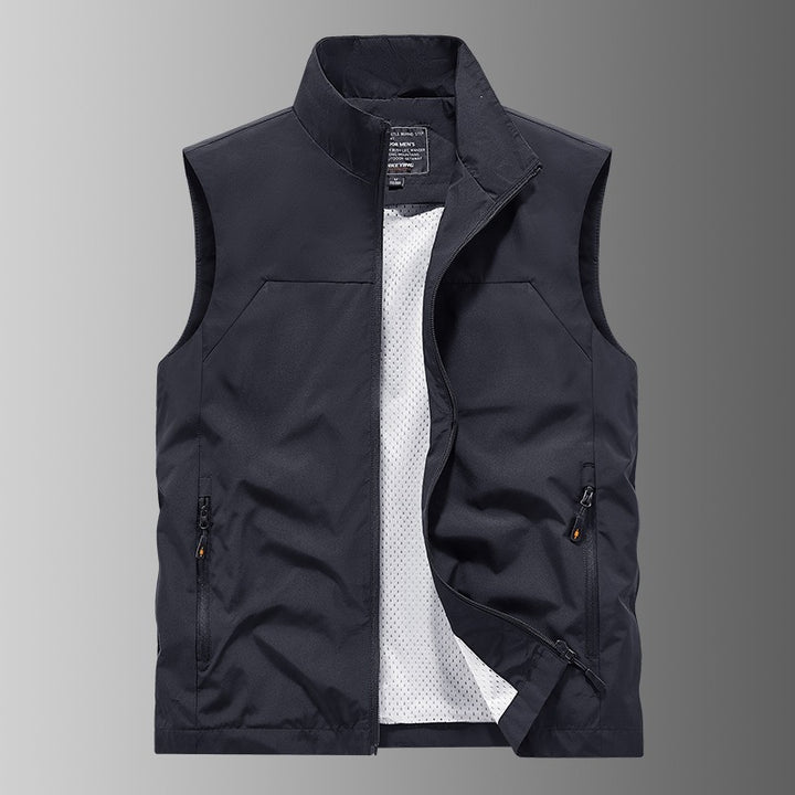 Men's Breathable Utility Vest with Mesh Lining, wind & water repellent exterior & zippered pockets Mune Fashion