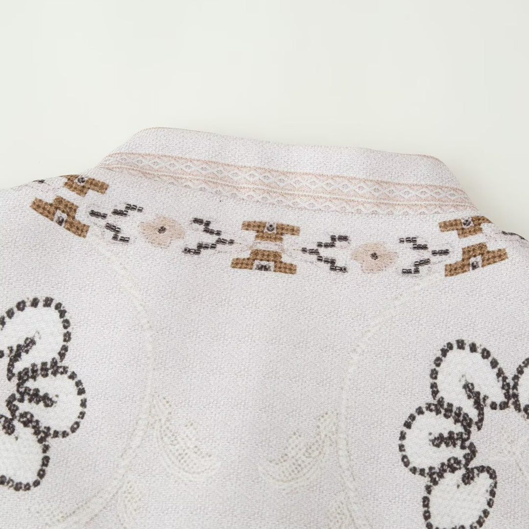 Women embroidered boxy short jacket with stand-up collar and floral embroidery Mune Fashion