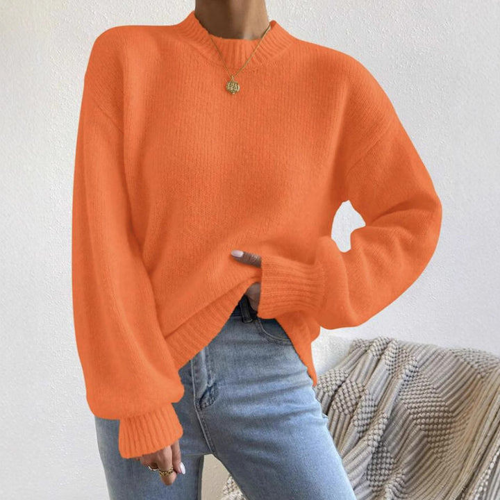 Women’s Oversized Fine Knit Sweater with Suggested Mohair Effect and Extended Ribbed Cuffs Mune Fashion