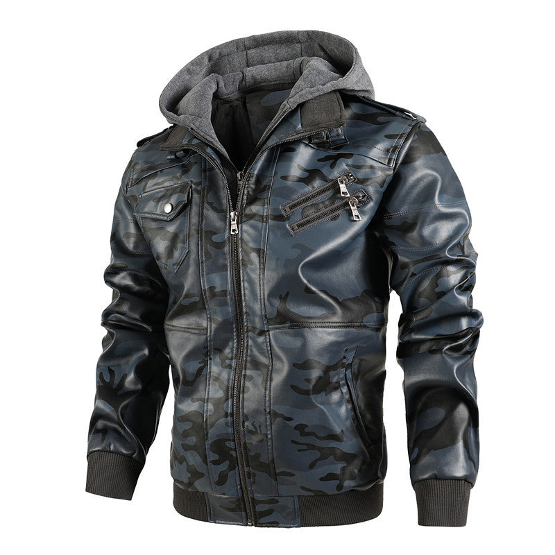 Men's Stylish Faux Leather Jacket in Military Style Mune Fashion