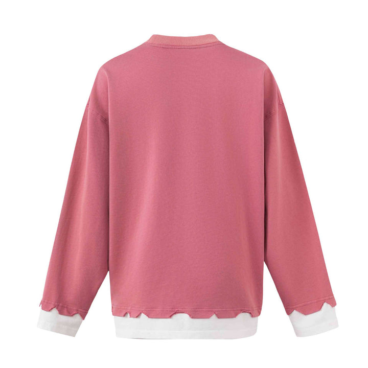 Women's Oversize Sweatshirt with Graffiti Print, Wavy Hem and Layered Look Mune Fashion