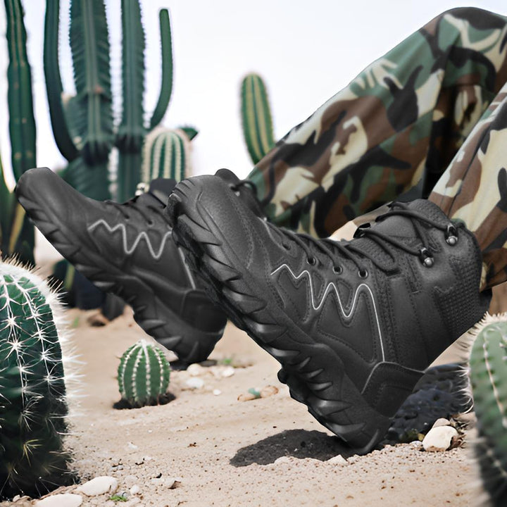 Men's Breathable Desert Deployment Boots with Side Zipper and Profiling Offroad Grip Mune Fashion
