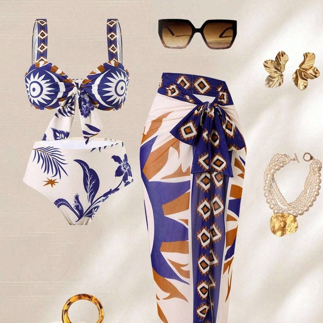 Women Bandeau Bikini Set with elegant overlay Mune Fashion