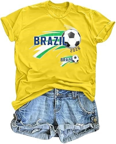 Women’s casual cotton fan shirt with retro football print and round neck Mune Fashion