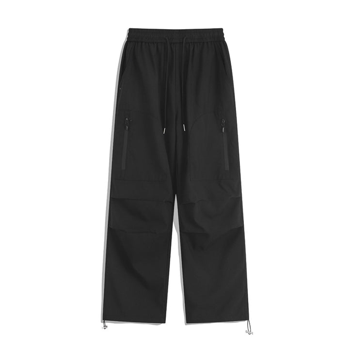 Men's Loose Cargo Training Pants with Elastic Waistband, Zipper Pockets & Hem Drawstring Mune Fashion