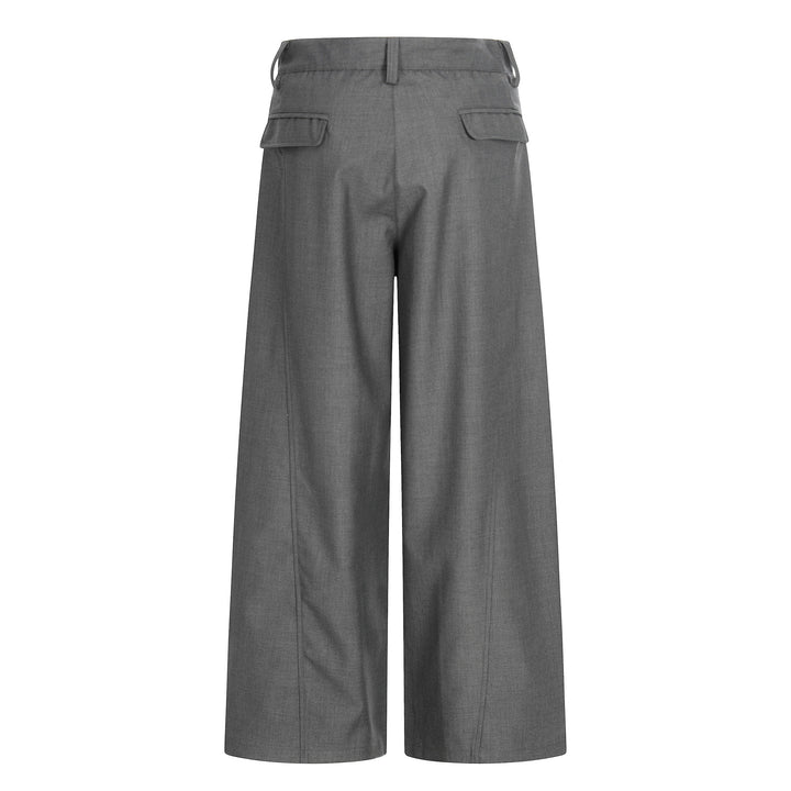 Women's Wide Culotte Pants with Pleats, High Waist and Patch Pockets Mune Fashion