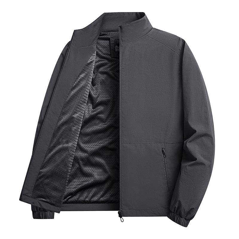 Men's lightweight windproof fleece jacket with stand-up collar and zip pockets Mune Fashion