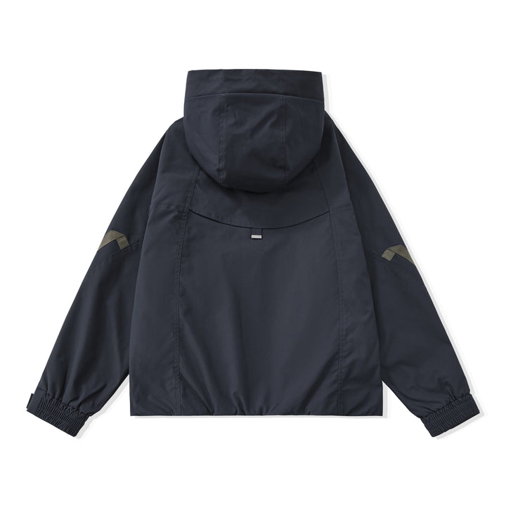 Men's short-cut boxy tech parka with hood, concealed front placket, and cargo zippers Mune Fashion