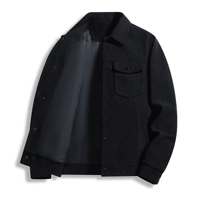 Men's Corduroy Trucker Jacket with Thermal Lining & Snap Button Front Mune Fashion
