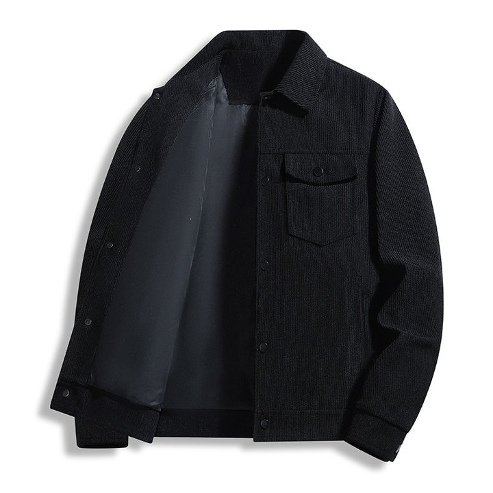 Men's Corduroy Trucker Jacket with Thermal Lining & Snap Button Front Mune Fashion