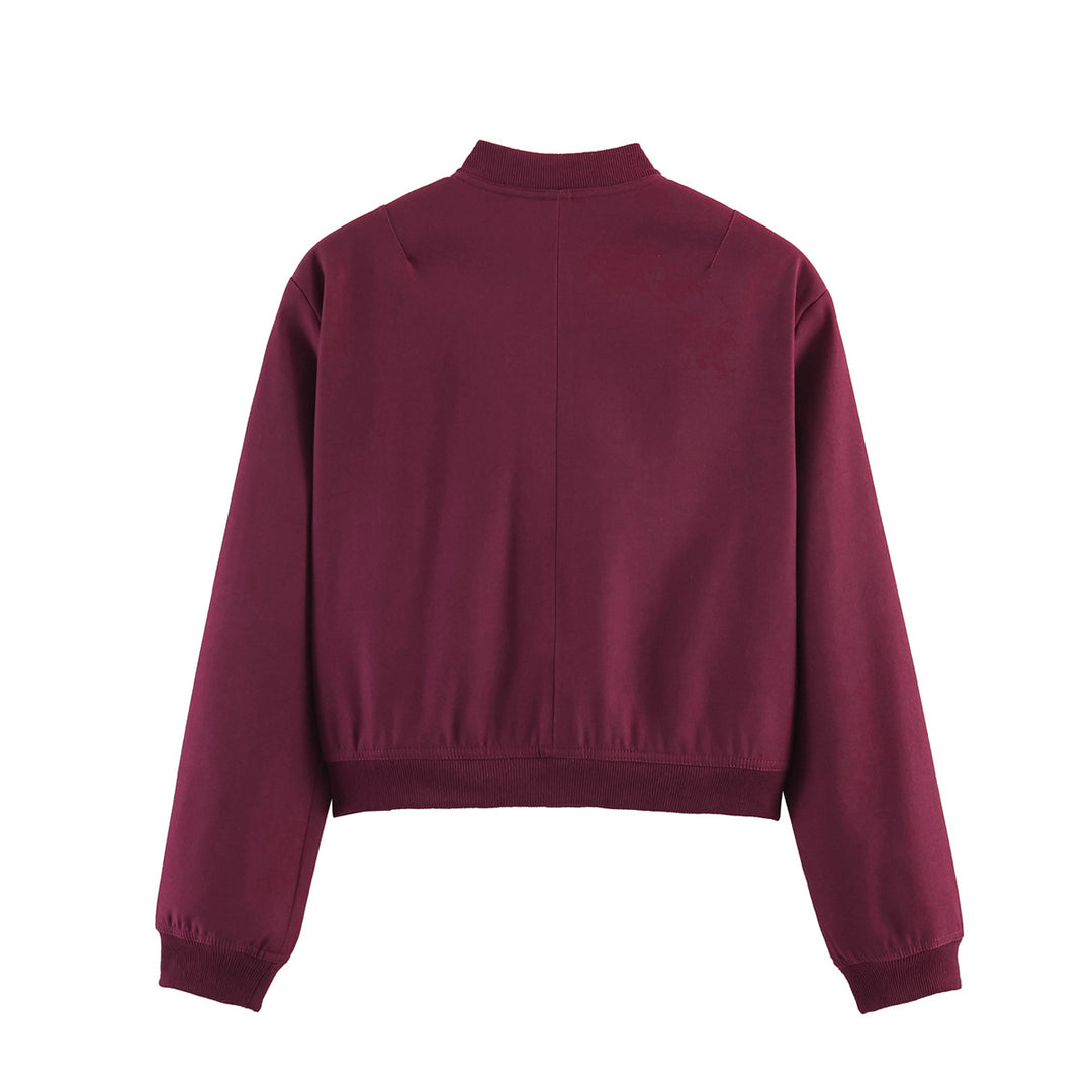 Women Cropped Boxy Transition Jacket with Large Flap Pockets and Ribbed Cuffs Mune Fashion