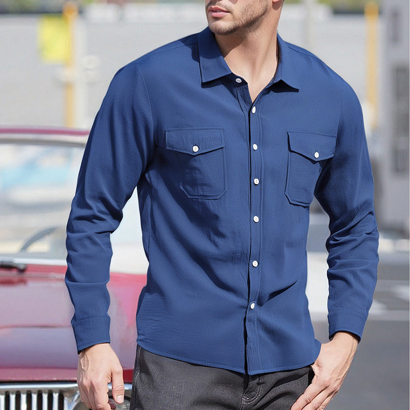 Men's Long Sleeve Shirt with Practical Chest Pockets Mune Fashion
