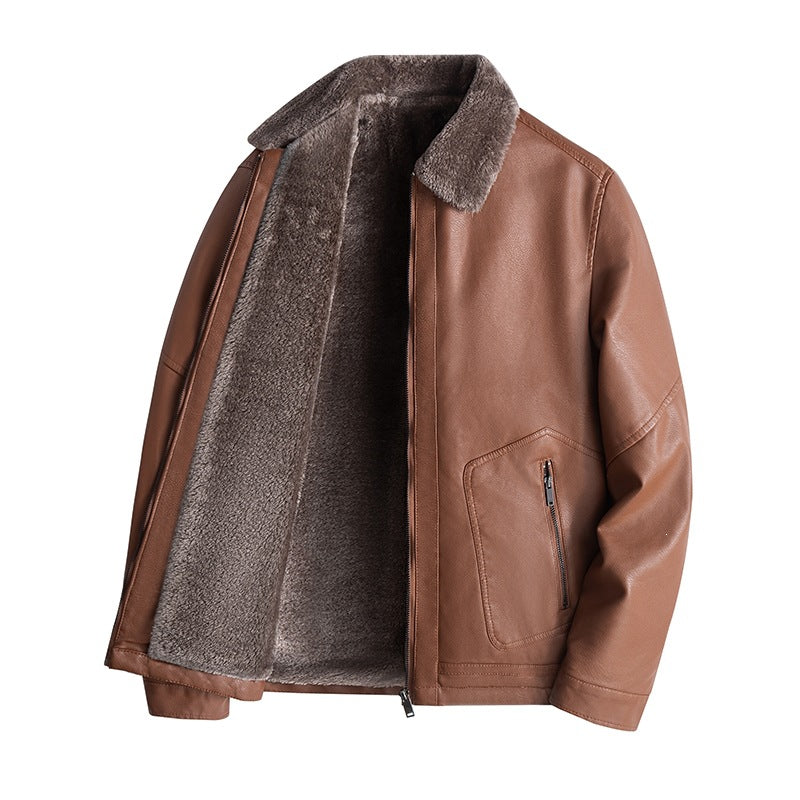 Men's Casual Faux Leather Jacket with Teddy Lining Mune Fashion