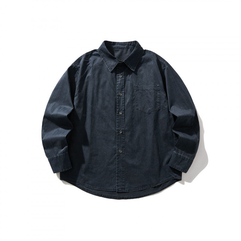 Unisex Oversize-Denim-Shirt Jacket with boxy silhouette, chest pocket and rounded hem Mune Fashion