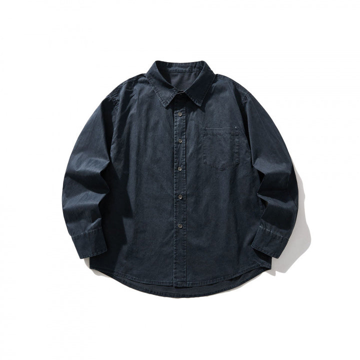 Unisex Oversize-Denim-Shirt Jacket with boxy silhouette, chest pocket and rounded hem Mune Fashion