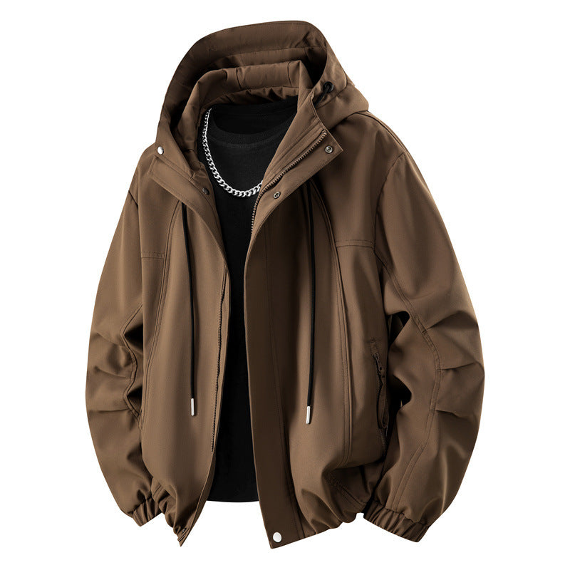 Men's Minimalist Tech Hooded Jacket with Matte Surface, Drawstring & Hidden Zipper Pockets Mune Fashion
