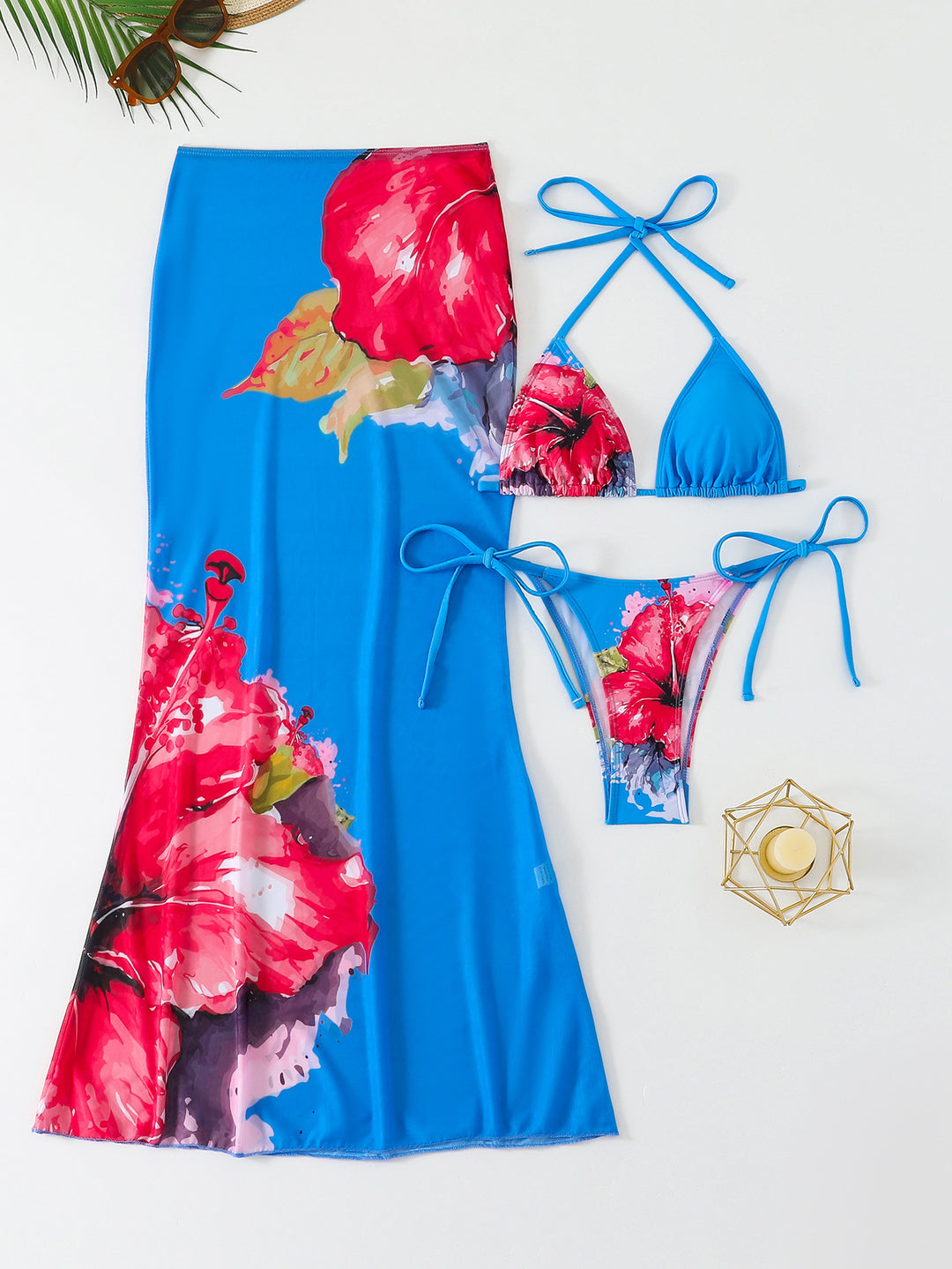 Women's Beach Dress with Blooming Bikini Set Mune Fashion