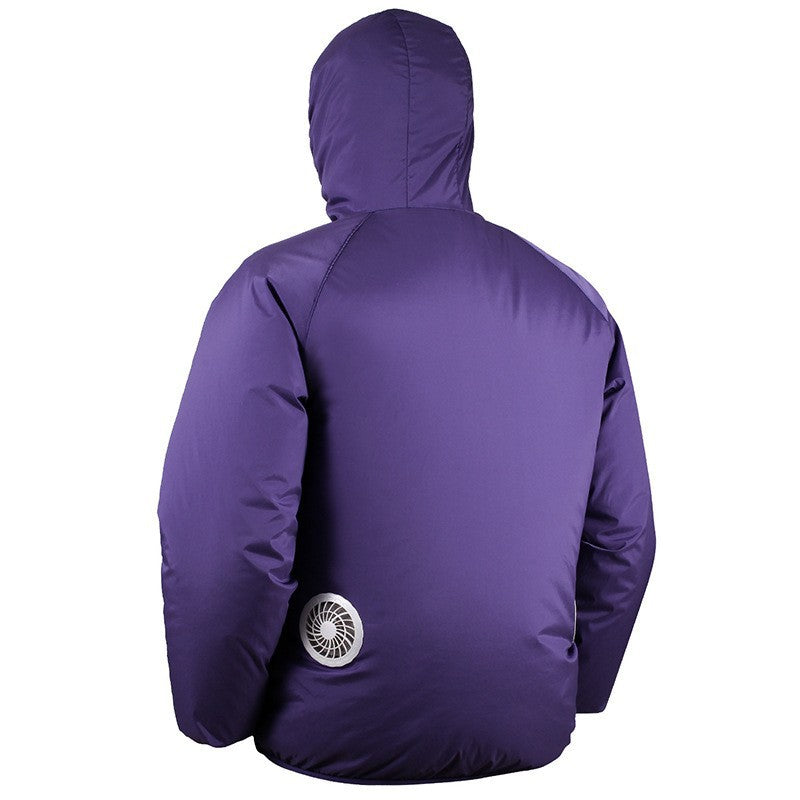 Unisex nan lightweight cooling jacket with integrated fan technology and hood Mune Fashion