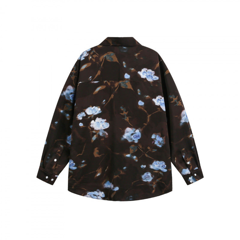Unisex Oversize Shirt with floral print, boxy silhouette and chest pocket Mune Fashion