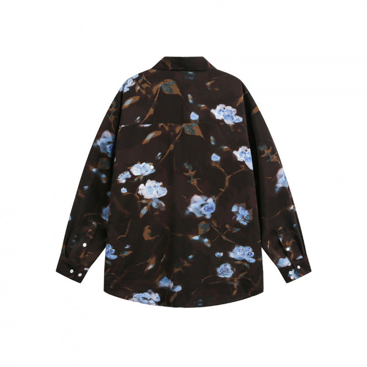 Unisex Oversize Shirt with floral print, boxy silhouette and chest pocket Mune Fashion