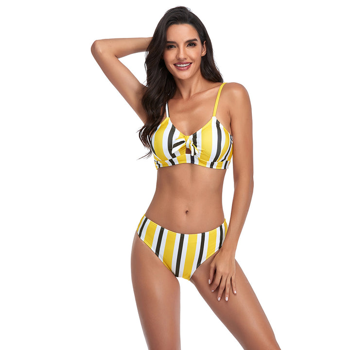Women Triangle Bikini Set with Playful Knot Design Mune Fashion