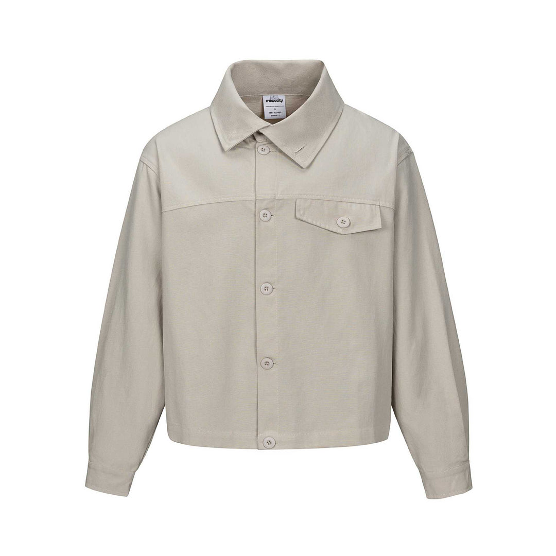 Unisex Short Cut Boxy Shirt Jacket with Continuous Button Placket and Flap Pocket Mune Fashion