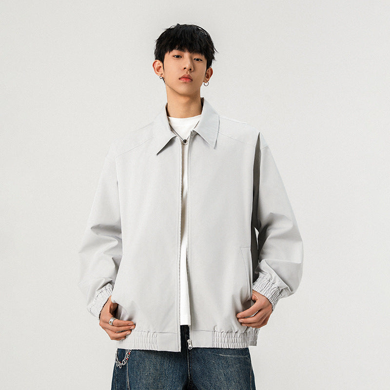 Men's Casual Transition Jacket with Zipper and Elastic Hem Mune Fashion