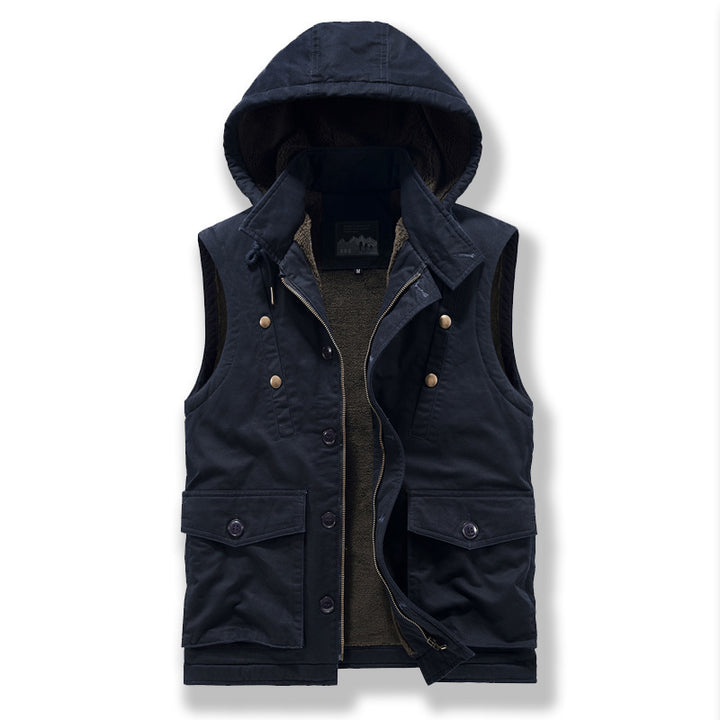 Men's padded utility vest with teddy lining and hood Mune Fashion
