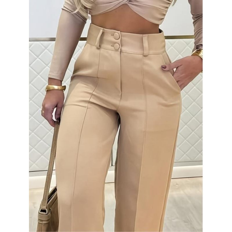 Women's High-Waisted Wide Palazzo Pants with Pleat Mune Fashion