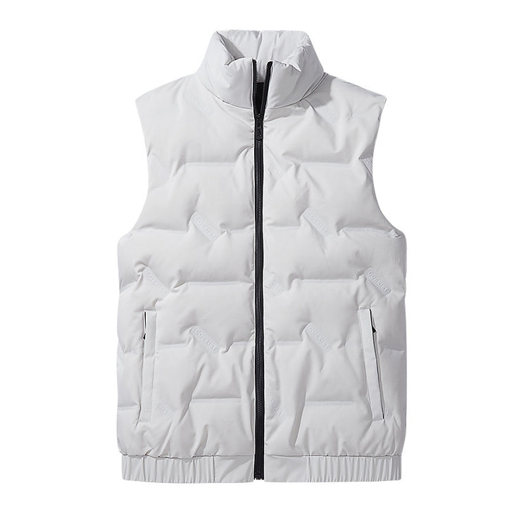 Men's Sleeveless Quilted Insulated Vest with Stand-up Collar Mune Fashion