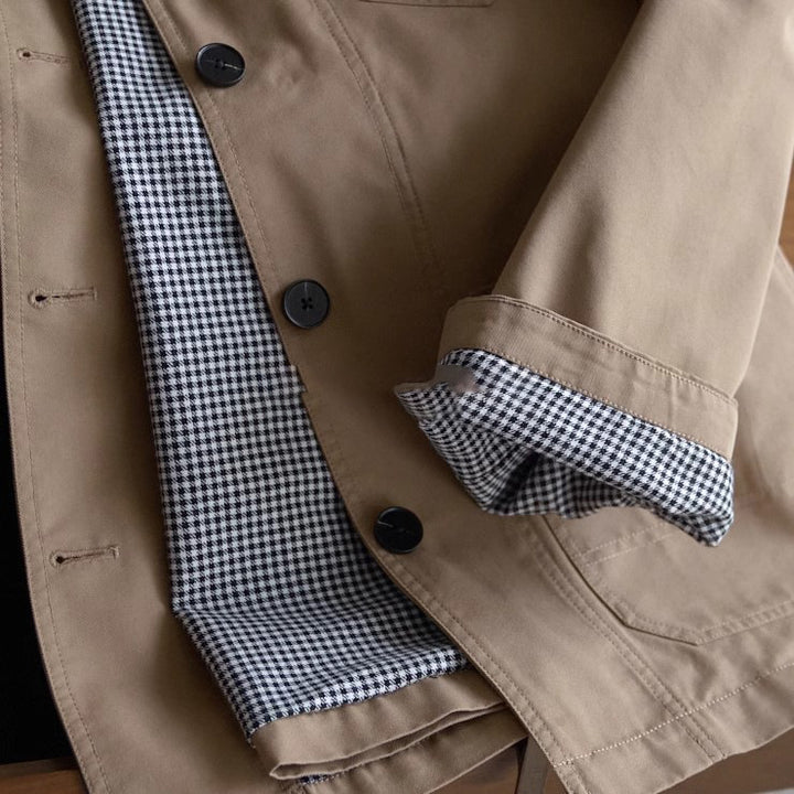 Men's chore jacket with cord collar, raglan sleeves, and patch pockets Mune Fashion