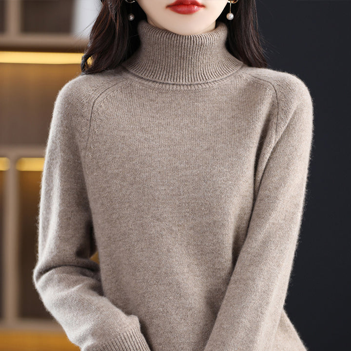 Women's Soft High Collar Sweater made of fluffy Wool Mix with Raglan Sleeves Mune Fashion