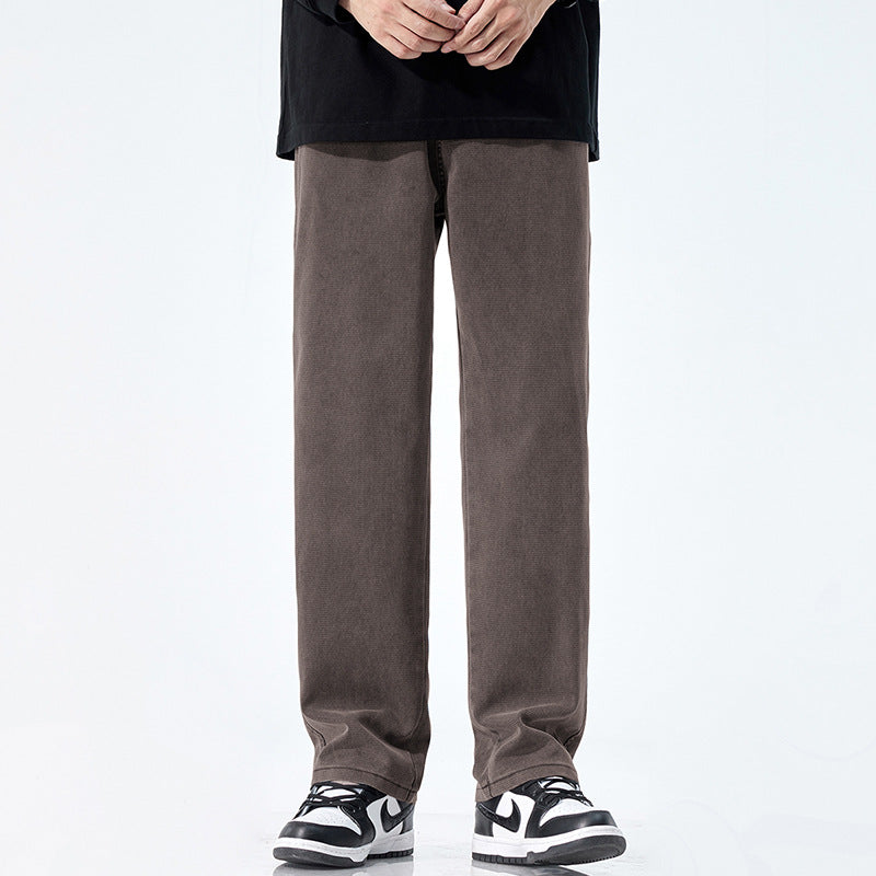 Men's Loose Fit Jeans with Vintage Wash and Straight Leg Mune Fashion