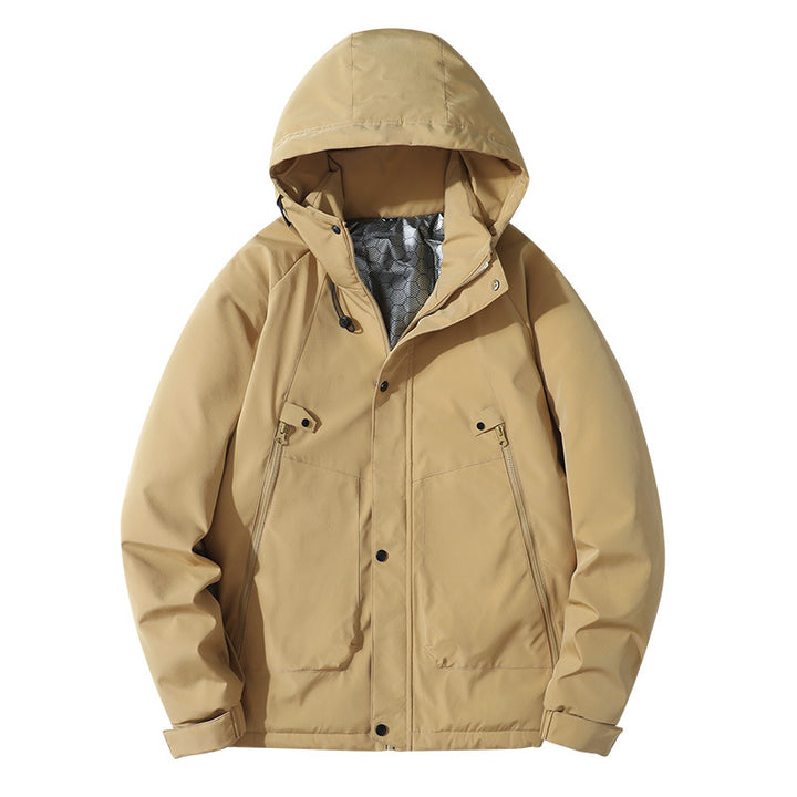 Men's Lightweight Hooded Jacket made of Softshell with Thermal Lining and Minimalist Zip Pockets Mune Fashion