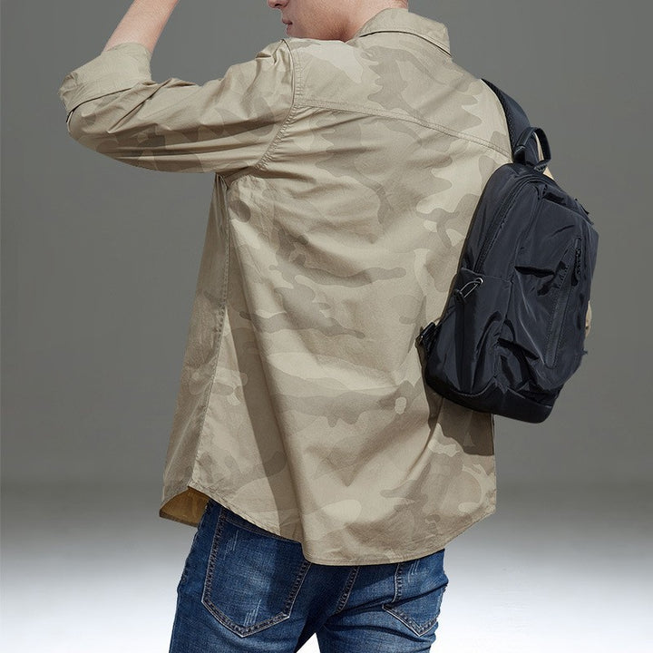 Men's casual camouflage shirt jacket with patch chest pockets and straight cut Mune Fashion