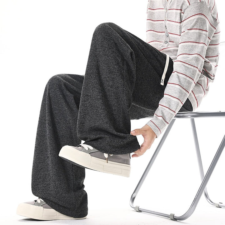 Women Extra Wide Knit Lounge Pants with Drawstring and Elastic Waist Mune Fashion