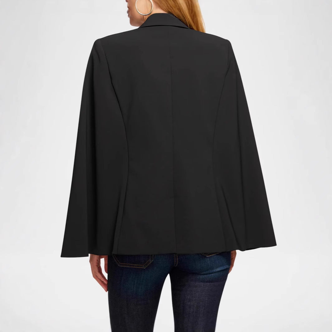 Women's Cape Blazer with Split Sleeves and Tailored Single-Button Closure Mune Fashion