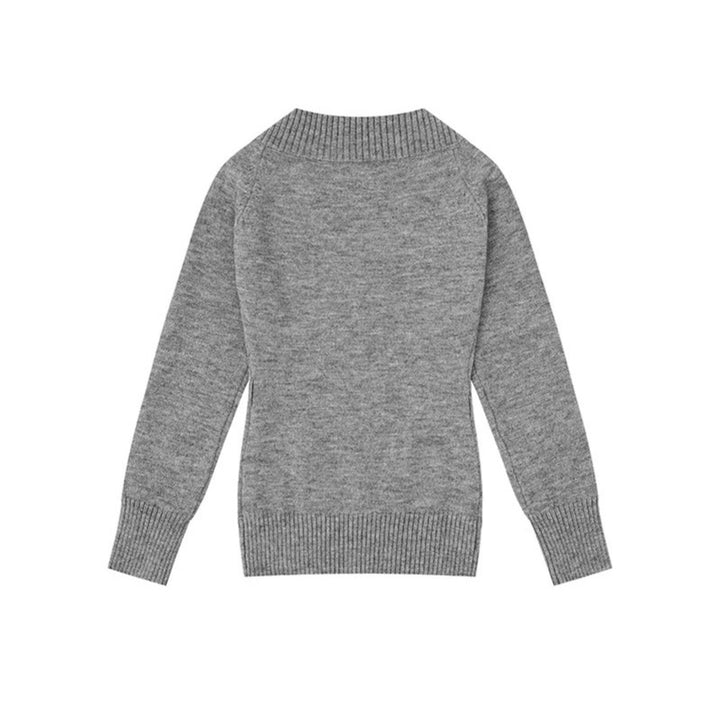 Women's fine knit pullover with deep V-neck, wide ribbed hem, and relaxed fit Mune Fashion