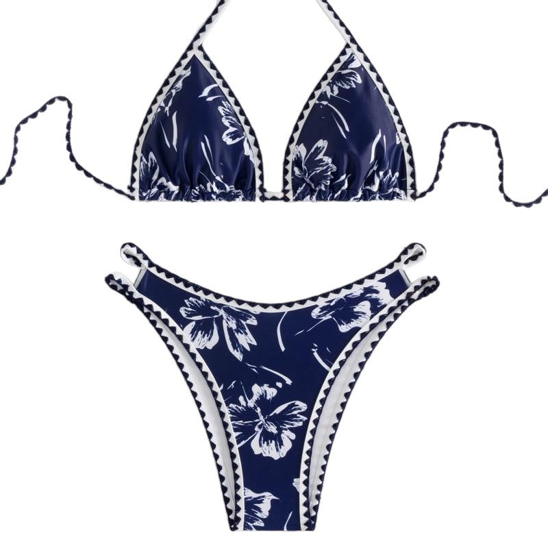 Women's triangle bikini with floral design and adjustable straps Mune Fashion