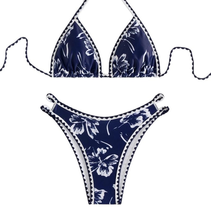 Women's triangle bikini with floral design and adjustable straps Mune Fashion