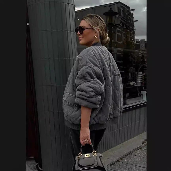 Women's Oversized Quilted Bomber Jacket Mune