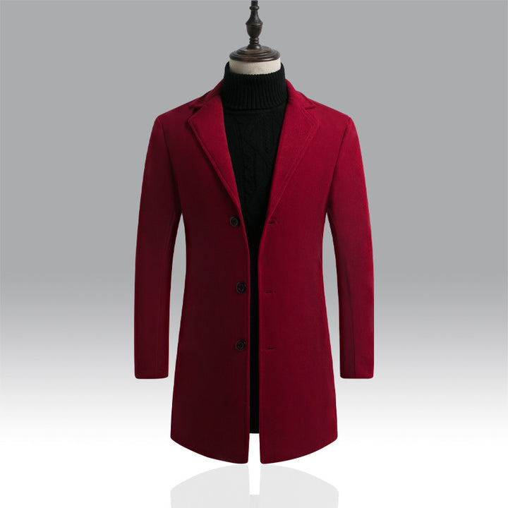 Men's Tailored Single-Breasted Wool Coat with Notched Lapel and Slim Silhouette Mune Fashion