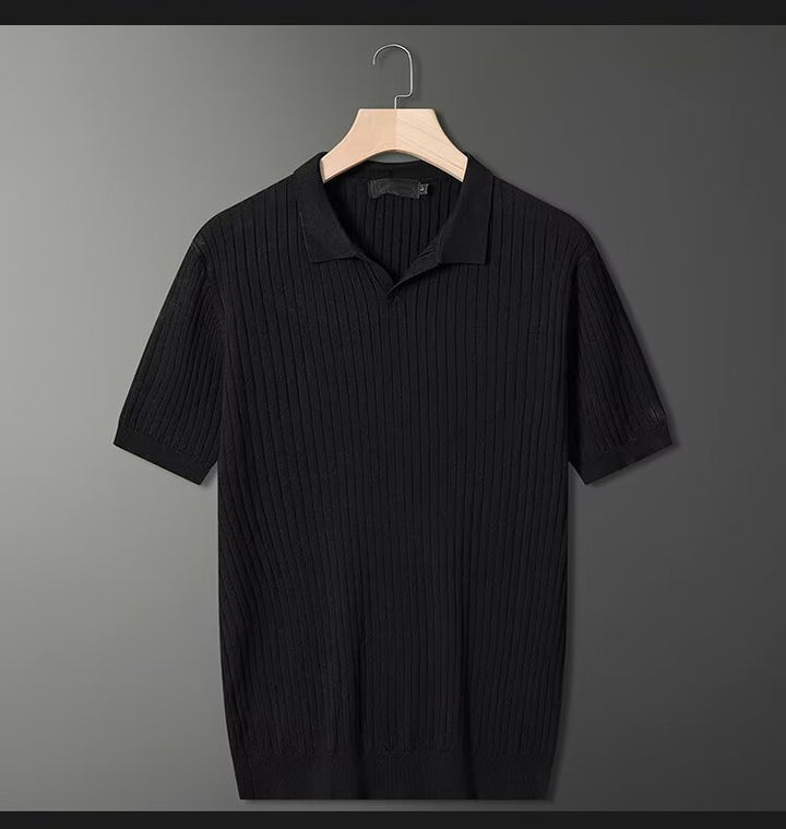 Men's Fashion Short Sleeve Knit Polo Shirt Mune Fashion