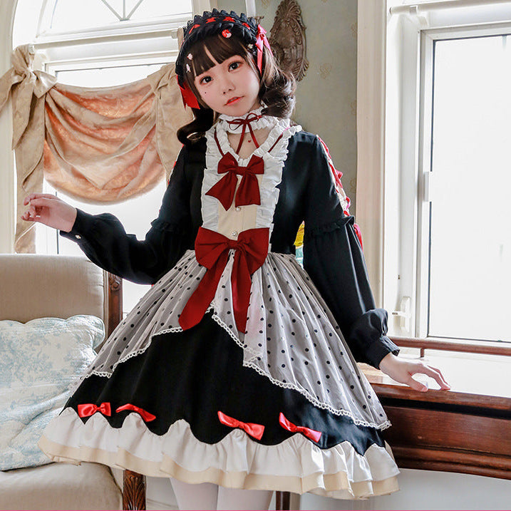 Women's Lolita dress with fancy ruffle details and bows Mune Fashion