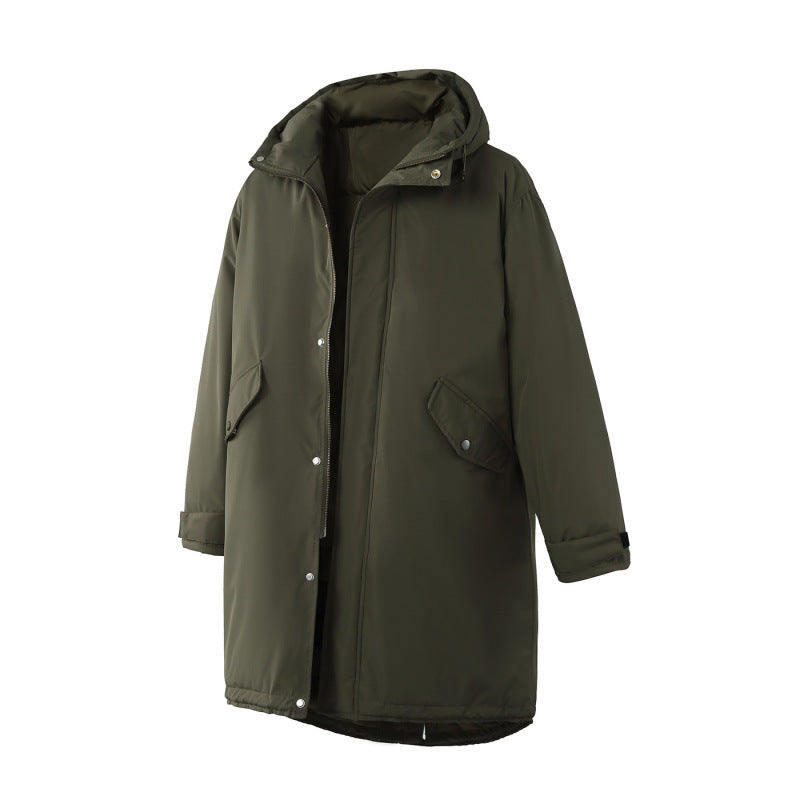 Unisex Quilted Long Parka in Boxy Cut with Hood and Drawstring Hem Mune Fashion