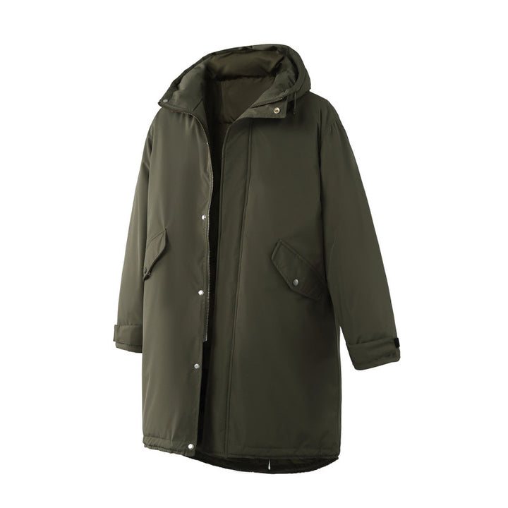 Unisex Quilted Long Parka in Boxy Cut with Hood and Drawstring Hem Mune Fashion