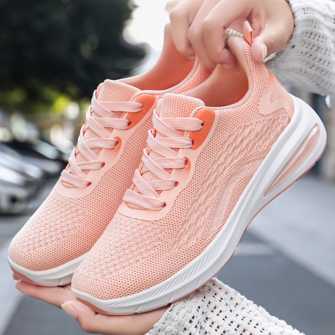 Ladies nan lightweight knit fitness sneakers with visible air cushioning and reactive EVA platform sole Mune Fashion
