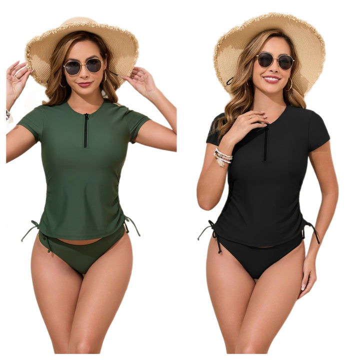 Ladies sporty rashguard bikini set with adjustable sides Mune Fashion
